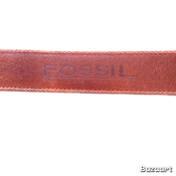 Fossil Brown Leather Belt with Ornate Gold Buckle - Picture 5 of 5